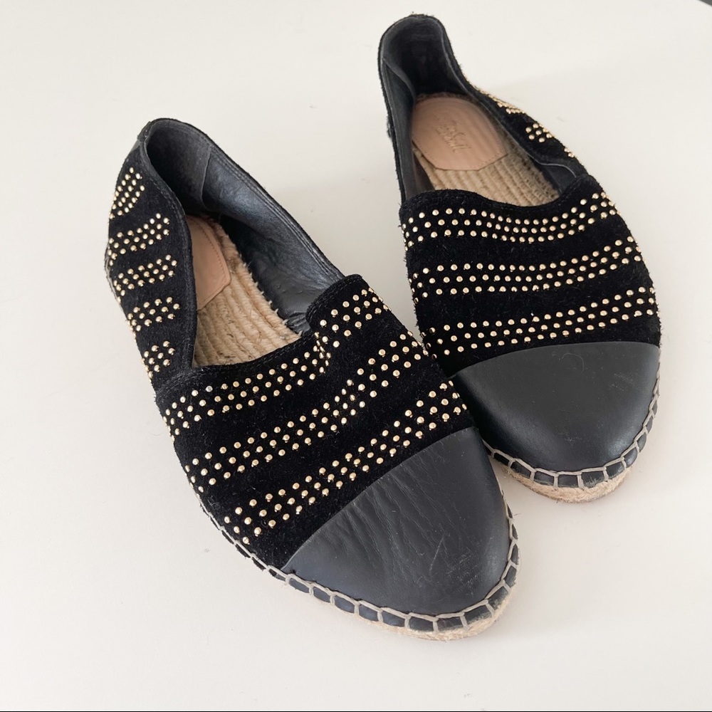 Loeffler Randall Mara Studded Suede Espadrille Flat | Black